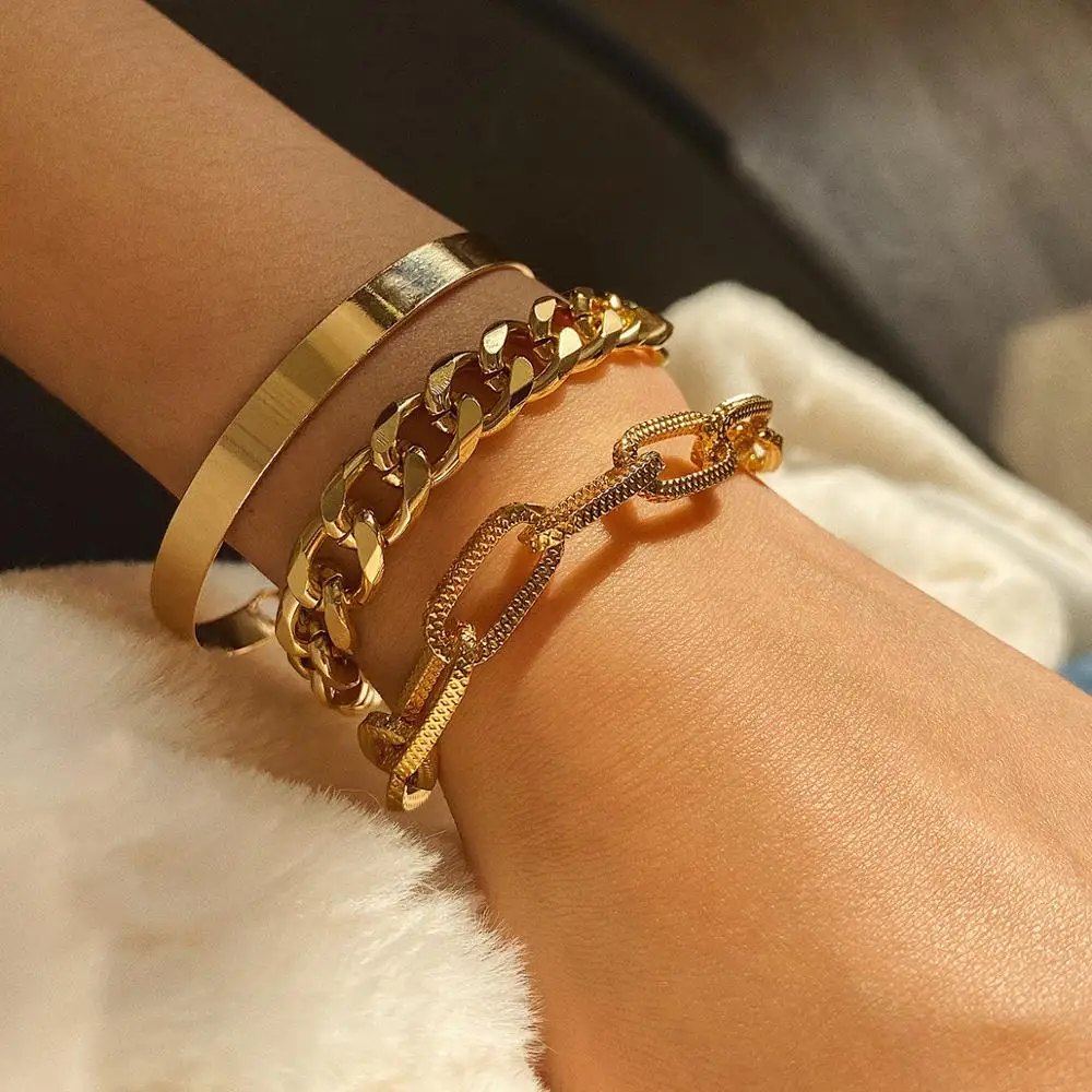 3pcs Best lady Vintage Gold Chain Bracelets For Women Latest Fashion Jewelry Friendship Party Charm Bracelets Bangles
3pcs Best lady Vintage Gold Chain Bracelets For Women Latest Fashion Jewelry Friendship Party Charm Bracelets Bangles