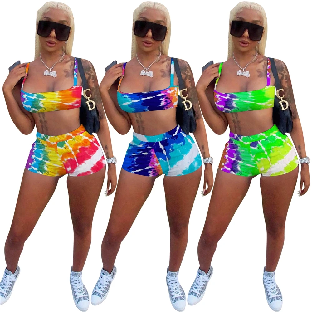 EB-20060New Women's Breathable Trousers Tie Dye Summer Tube Top and Shorts Two Piece Shorts Casual Outfit Pants Sets For Women
EB-20060New Women's Breathable Trousers Tie Dye Summer Tube Top and Shorts Two Piece Shorts Casual Outfit Pants Sets For Women