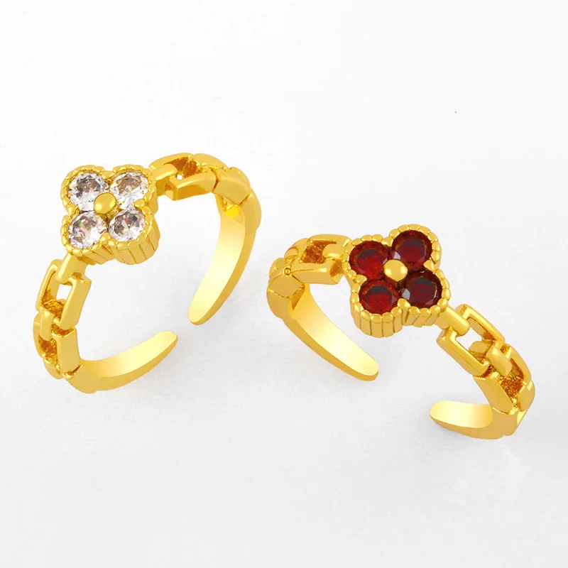 High Quality Gold Plated Zircon Clover Ring Jewelry Luxury Diamond Engagement Leaf Clover Ring
High Quality Gold Plated Zircon Clover Ring Jewelry Luxury Diamond Engagement Leaf Clover Ring