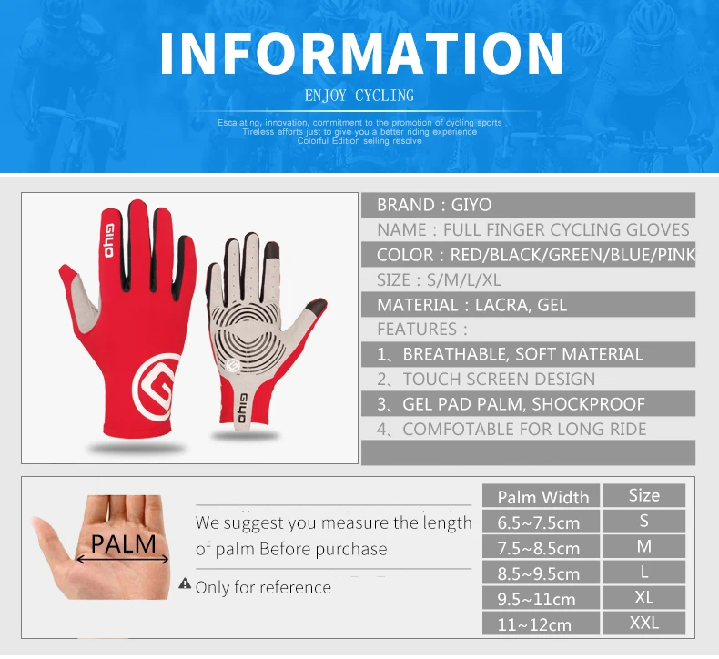 Full Fingered Mountain Bike Racing Gloves Bike Riding Hand Gloves Motorcycle