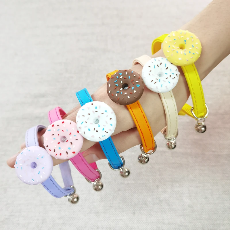 Amigo fashion cute lovely donuts colorful pet collar with bell,wholesale safety small kitten PU leather elastic strap cat collar
Amigo fashion cute lovely donuts colorful pet collar with bell,wholesale safety small kitten PU leather elastic strap cat collar