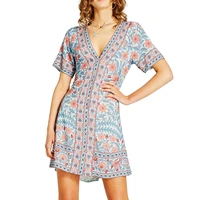 Womens Summer Wrap V Neck Bohemian Floral Print Ruffle Swing A Line Beach Mini boho dress
Womens Summer Wrap V Neck Bohemian Floral Print Ruffle Swing A Line Beach Mini boho dress