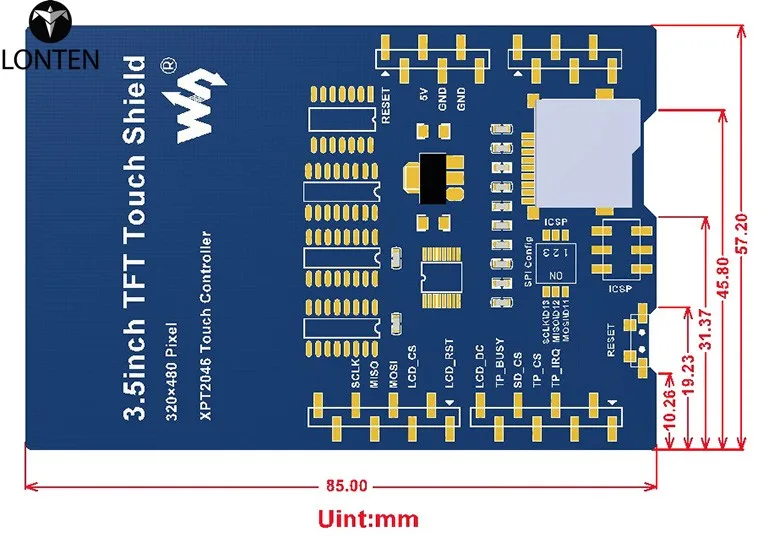 3.5inch-TFT-Touch-Shield-size