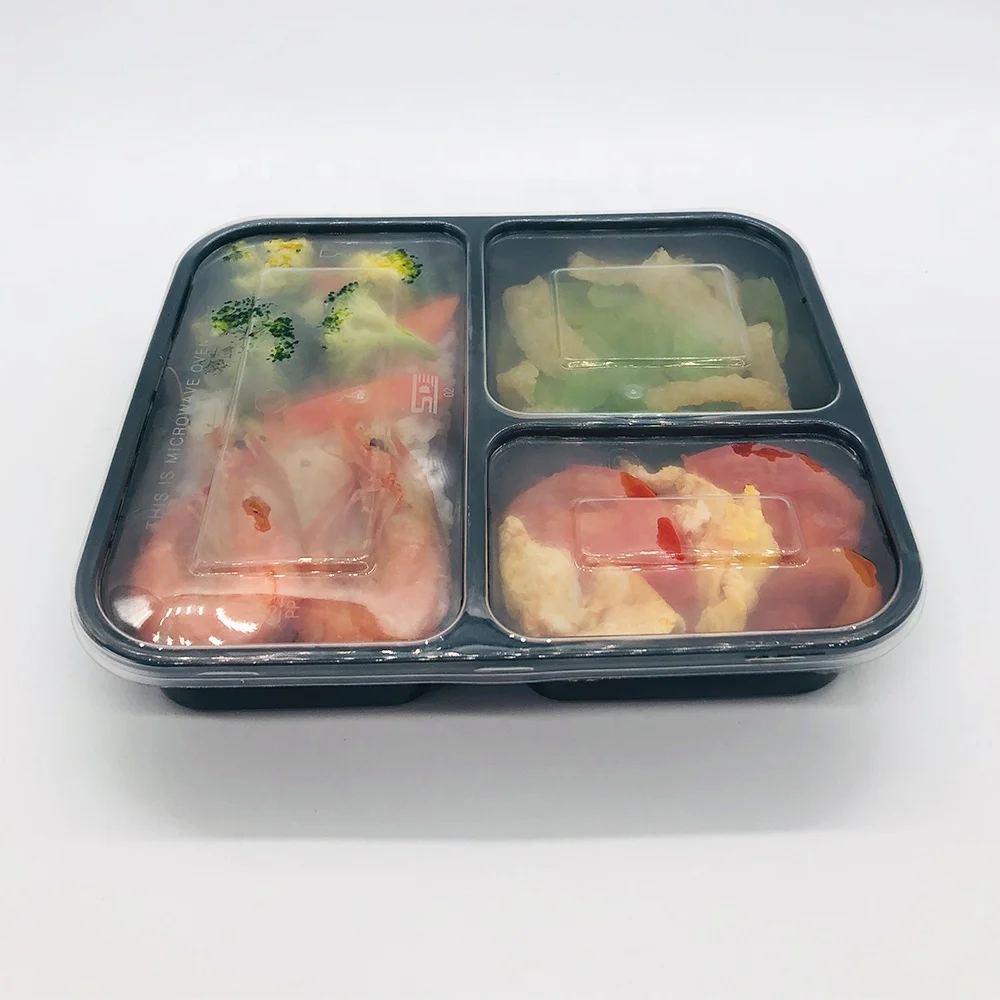 Disposable bento lunch box microwaveable food container 3 compartments plastic clear box
Disposable bento lunch box microwaveable food container 3 compartments plastic clear box
