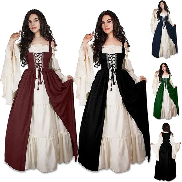 Lskj351 Cosplay Costume Square Neck Bundled Waist Medieval Renaissance Retro Large Size Long Dress 
Lskj351 Cosplay Costume Square Neck Bundled Waist Medieval Renaissance Retro Large Size Long Dress