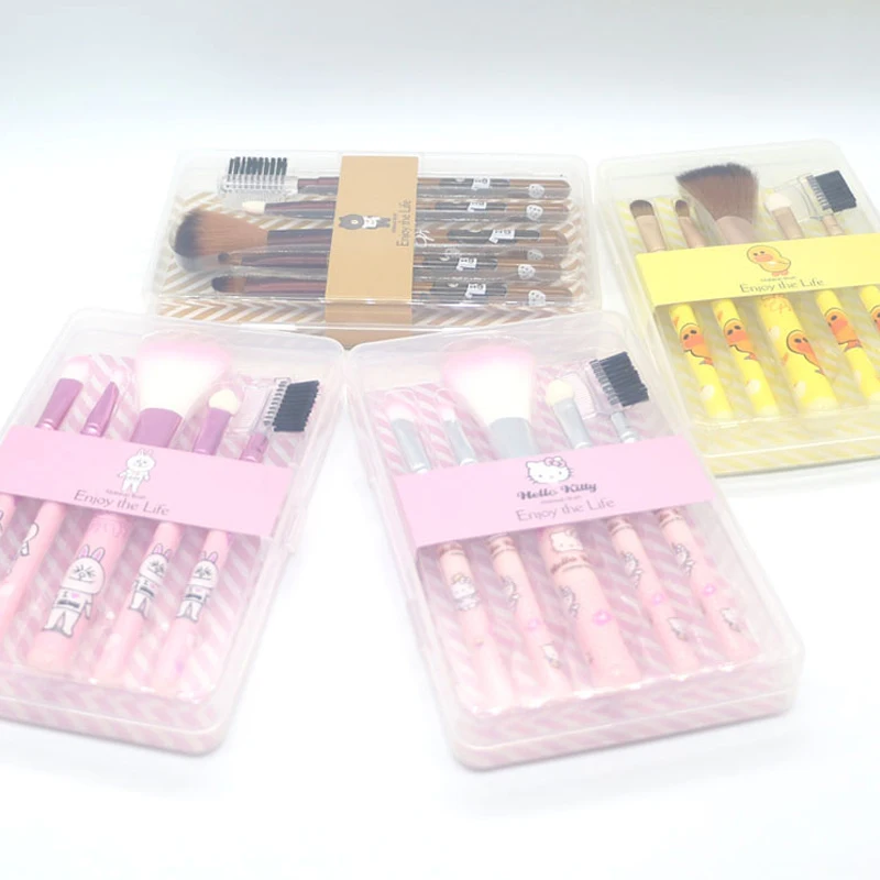 Pink Hello Kitty,Bunny Cony rabbit,yellow Sally duck,brown bear cartoon 5pcs makeup brush set with PVA box, Customized color
Pink Hello Kitty,Bunny Cony rabbit,yellow Sally duck,brown bear cartoon 5pcs makeup brush set with PVA box, Customized color