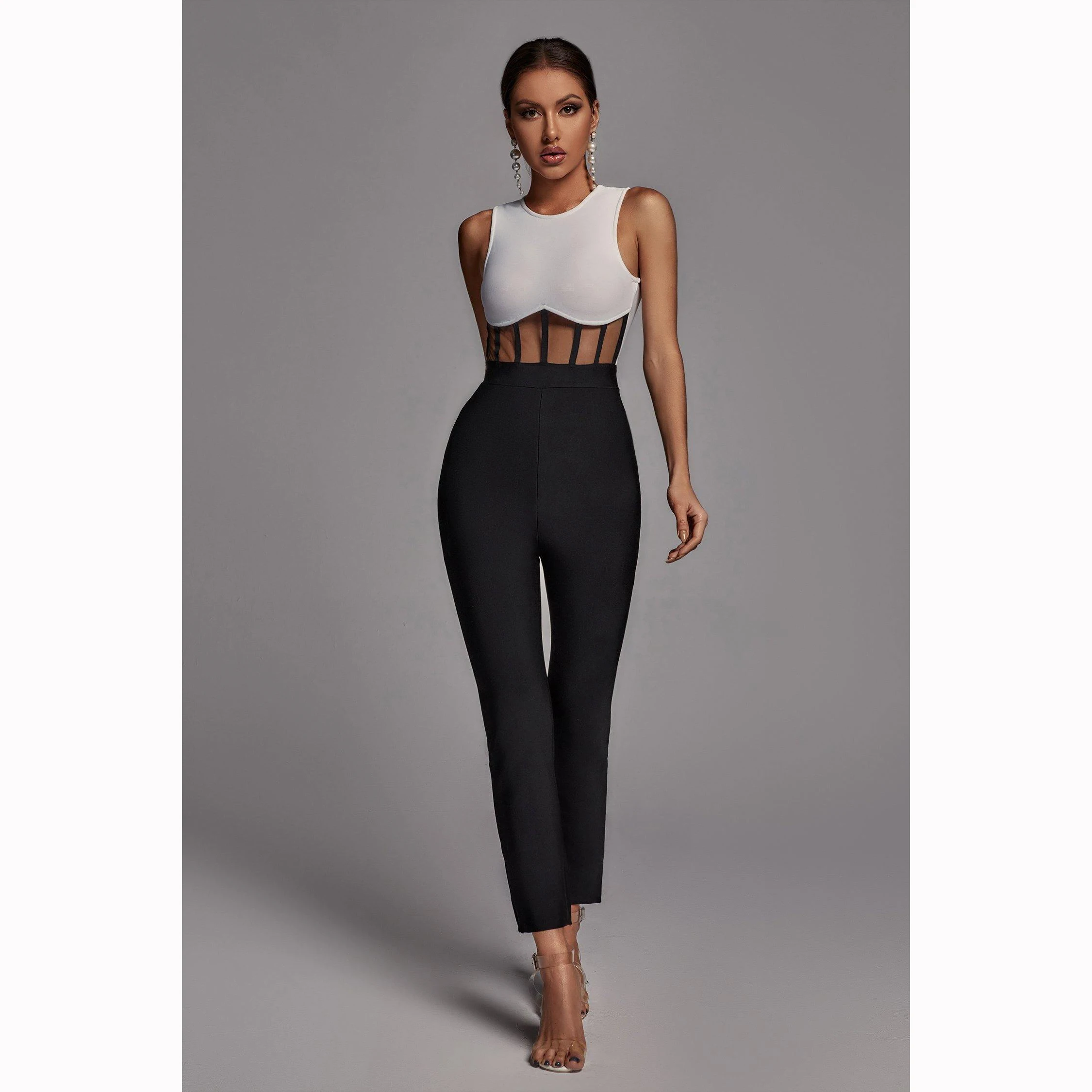 Sexy Black And White See Through Tank Top Formal Roupas Femininas Mono De Verano Para Mujer Jumpsuit Women 2021 Female Clothing
Sexy Black And White See Through Tank Top Formal Roupas Femininas Mono De Verano Para Mujer Jumpsuit Women 2021 Female Clothing