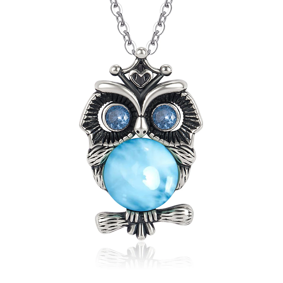 High Quality Antique Silver Jewelry Natural Larimar Owl Pendant Necklace in 925 Sterling Silver
High Quality Antique Silver Jewelry Natural Larimar Owl Pendant Necklace in 925 Sterling Silver