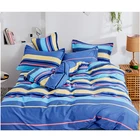 Blue Stripes Luxury Printed Comforters Bedding Sets Cotton Bed Sheets