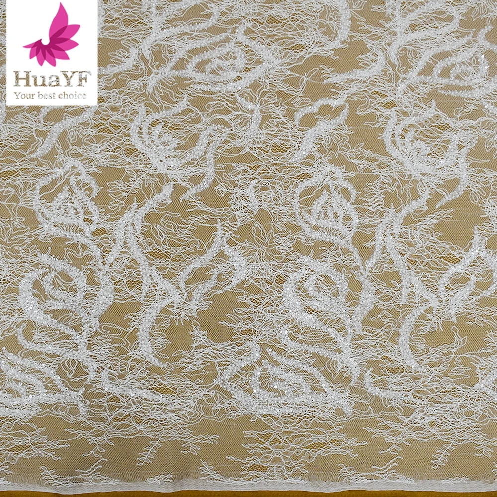 2023 white lace embroidered sequins beaded bridal dress Wholesale french eyelash lace HY2132
2023 white lace embroidered sequins beaded bridal dress Wholesale french eyelash lace HY2132