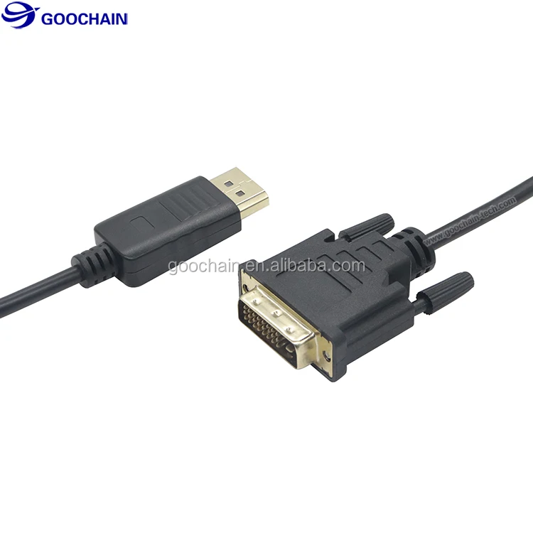 Black Gold Plated DVI To Displayport DP Male To Male Cable - ANKUX.COM