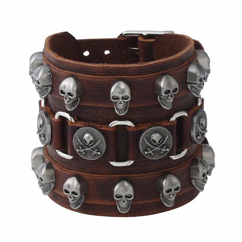 2021 Punk Manly Cool Cowhide Rivet Genuine Personalized Wide Mens Leather Skull Bangle Bracelets
2021 Punk Manly Cool Cowhide Rivet Genuine Personalized Wide Mens Leather Skull Bangle Bracelets