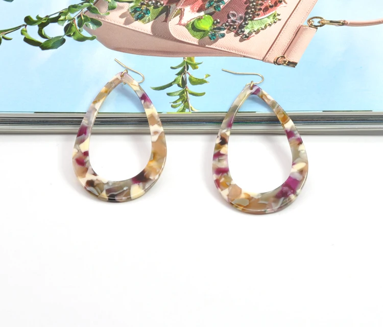 Custom tortoiseshell pattern hook earring jewelry for women iridescent trendy acetate ear ring