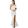 Off The Shoulder One Sleeve Slit Maxi Mermaid Women Tube Party Dress