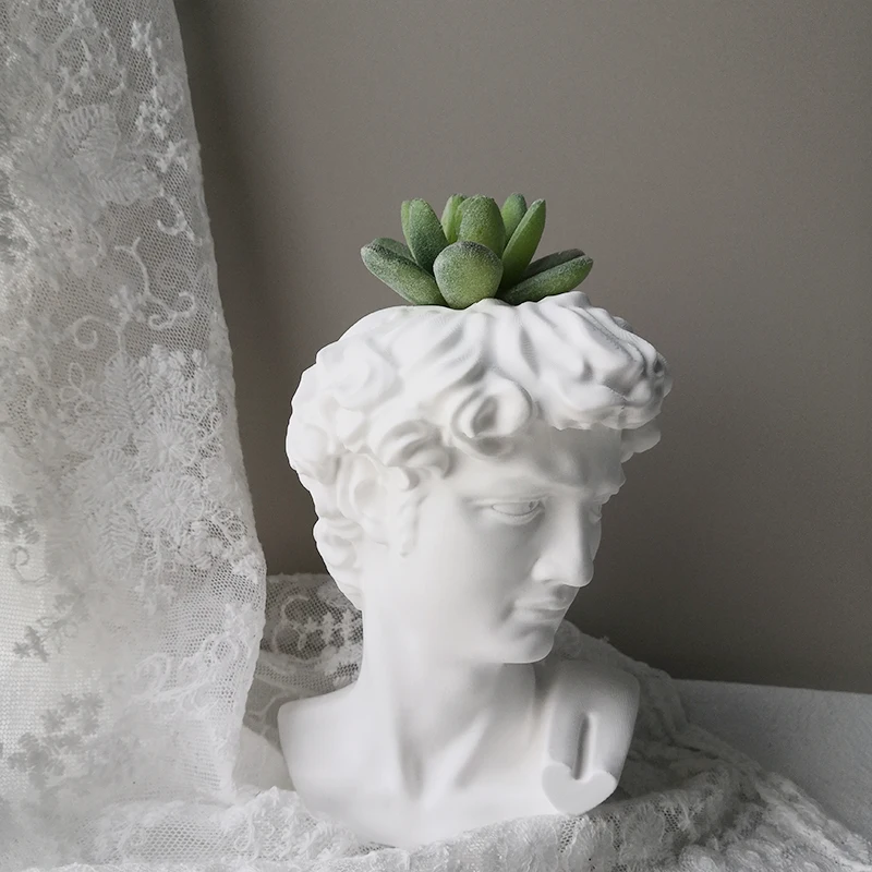 J293 New Home Flowers Art Decor Ornament Pot David Head Shape Pen Holder Vase Pot Gypsum Resin Silicone Mold, White
J293 New Home Flowers Art Decor Ornament Pot David Head Shape Pen Holder Vase Pot Gypsum Resin Silicone Mold, White