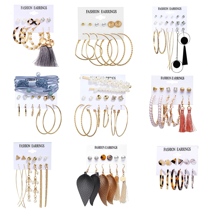 Fashion Jewelry Tassel Acrylic Pearl Big Geometric Drop Earrings Set For Women, Gold plated
Fashion Jewelry Tassel Acrylic Pearl Big Geometric Drop Earrings Set For Women, Gold plated