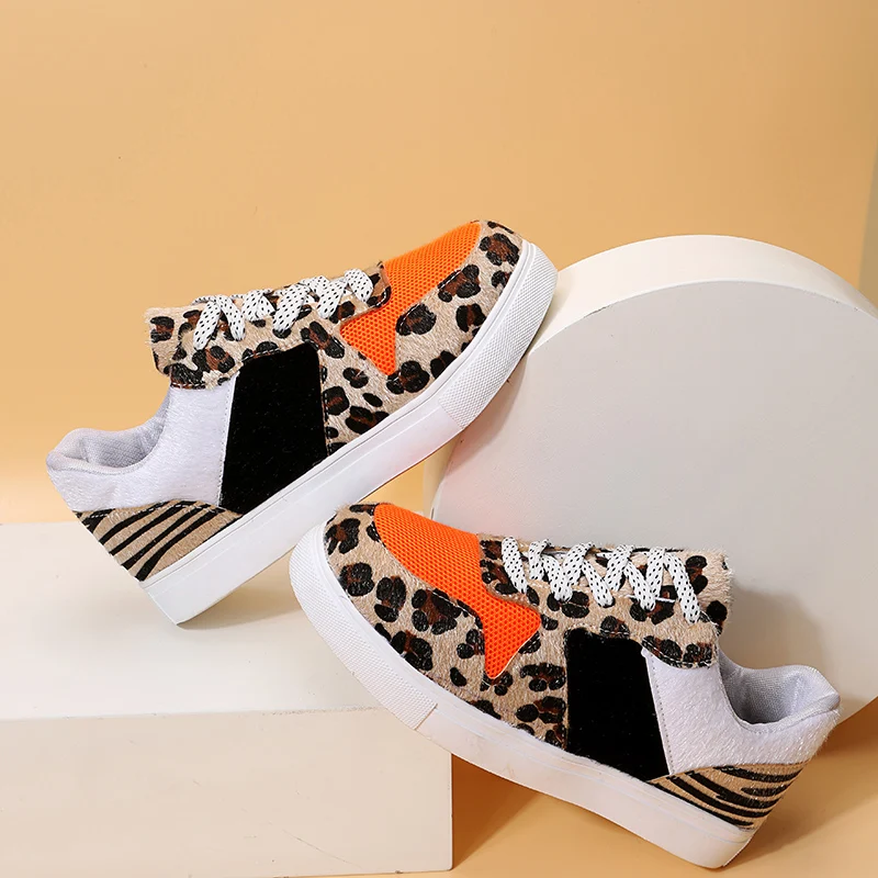 Casual Sneakers Shoes Leopard Patchwork Women Flats Lace Up Breathable Vulcanized Shoes For Female Autumn Ladies Walking Shoes
Casual Sneakers Shoes Leopard Patchwork Women Flats Lace Up Breathable Vulcanized Shoes For Female Autumn Ladies Walking Shoes