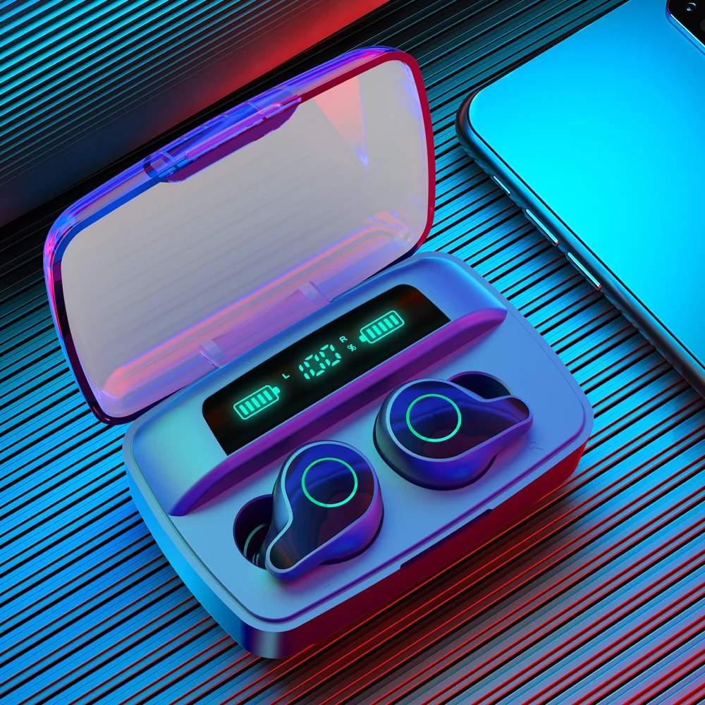 RT15 wireless Bluetooth 5.0 Earbuds with 2200mAh Charging Case LED Battery Display Waterproof True Wireless Earbuds - ANKUX.COM