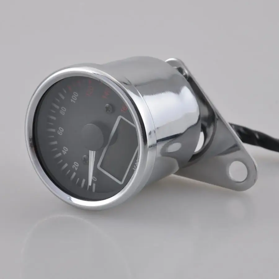 New Universal 0~160KM/H Motorcycle Digital LED LCD Speedometer Tachometer Speed Gauge Retro Chrome Factory Direct Sales