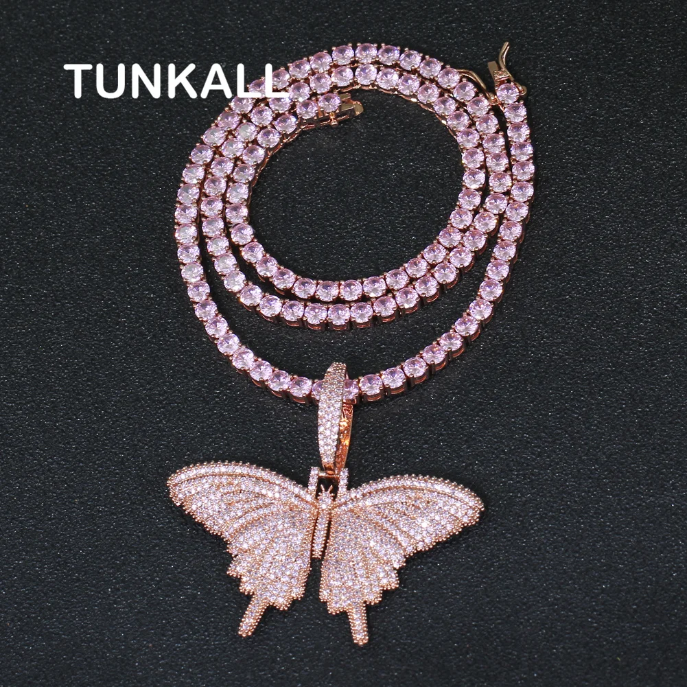 CN165 Rose Butterfly Pendants with 4mm Tennis Chain Brass Micro pave with CZ Bling Bling Mens Necklace Rock Jewelry
CN165 Rose Butterfly Pendants with 4mm Tennis Chain Brass Micro pave with CZ Bling Bling Mens Necklace Rock Jewelry