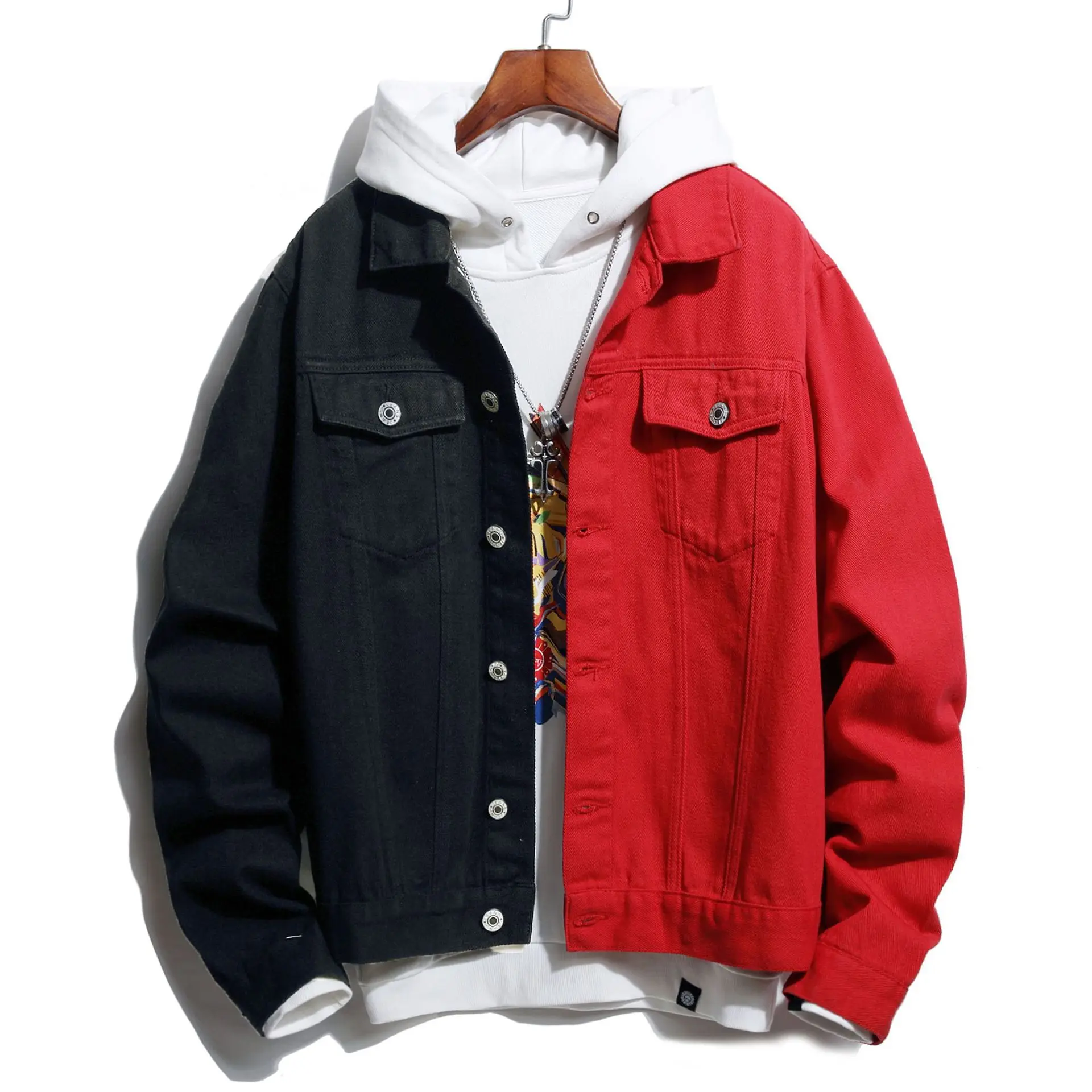 Fashion contrast design men denim jackets spring casual jean washed jacket for USA, Blue white black red
Fashion contrast design men denim jackets spring casual jean washed jacket for USA, Blue white black red