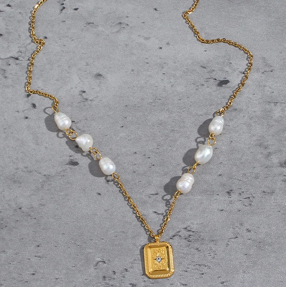 Square Pendant Necklace Pearl Beaded Necklace 18k Gold Pvd Plated North Star Rectangle Necklace
Square Pendant Necklace Pearl Beaded Necklace 18k Gold Pvd Plated North Star Rectangle Necklace