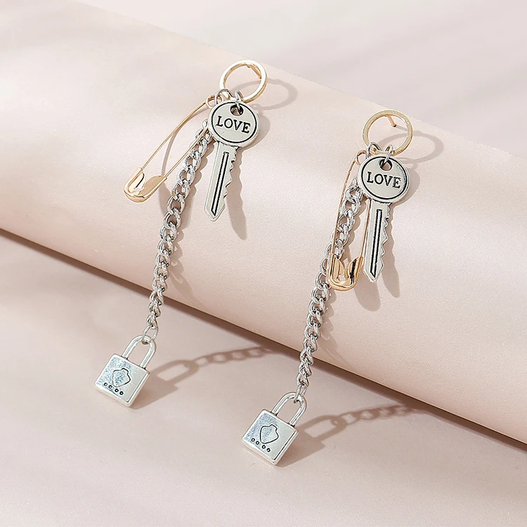 Punk Style Retro Silver Color Long Link Chain Drop Earrings Paperclip Key Lock Pendant Earring
Punk Style Retro Silver Color Long Link Chain Drop Earrings Paperclip Key Lock Pendant Earring