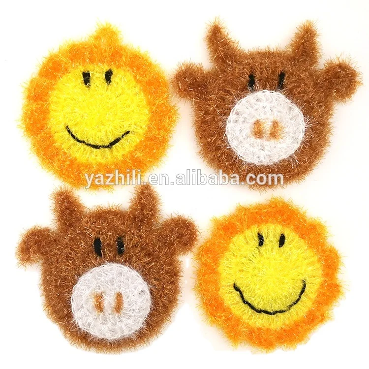 High quality lovely hand crochet acrylic animal ox and sun smile kitchen scrubber,kitchen cloth ,kitchen washing pad
High quality lovely hand crochet acrylic animal ox and sun smile kitchen scrubber,kitchen cloth ,kitchen washing pad