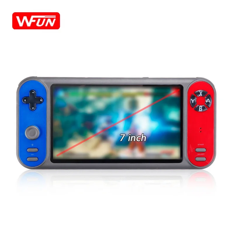 

Portable Big 7.1 inch HD Screen Built-in 5000 Games Video Player Handheld Retro Game Console for SFC GBA MAME, Red with blue