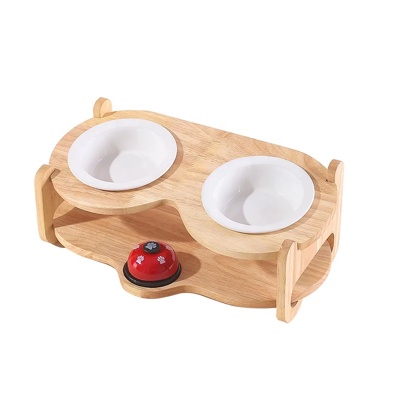 2021 Design Round Custom Cartoon Double Ceramic Bowls Wooden Food Feeder Bamboo Pet Bowl Frame with Bell
2021 Design Round Custom Cartoon Double Ceramic Bowls Wooden Food Feeder Bamboo Pet Bowl Frame with Bell