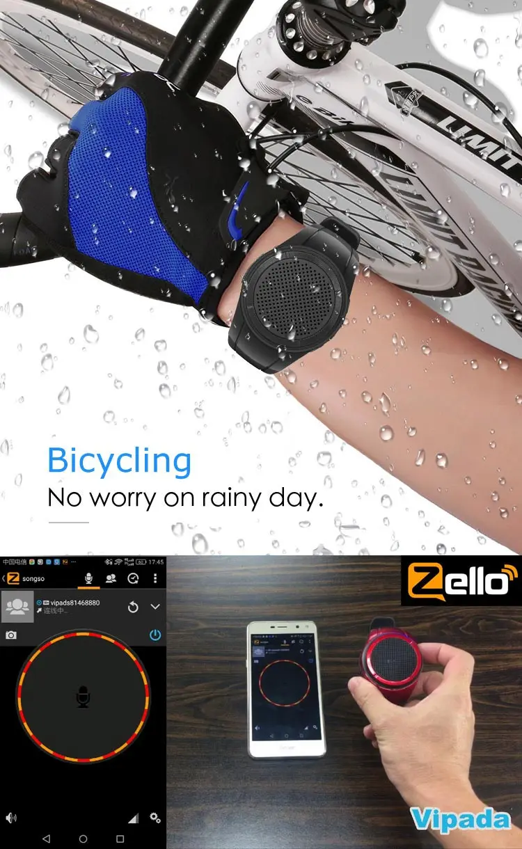 X10 Waterproof LED Zello Bluetooth Speaker Watch MP3 Music Player PTT Bracelet Mini Wearable Wireless Portable Bluetooth Speaker - ANKUX.COM