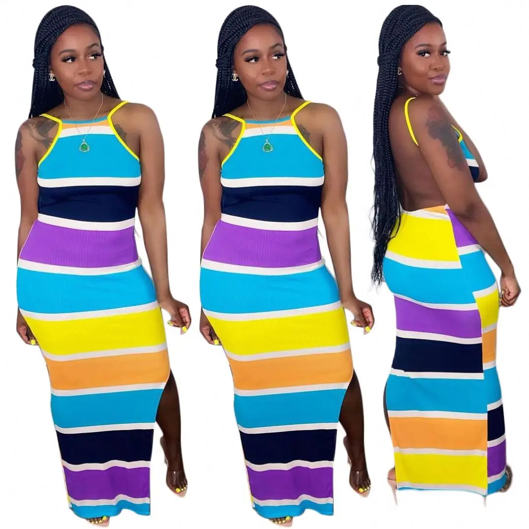 2021 summer new arrivals women maxi length halter striped backless new sexy floor long skinny dress casual night club wear dress 
2021 summer new arrivals women maxi length halter striped backless new sexy floor long skinny dress casual night club wear dress
