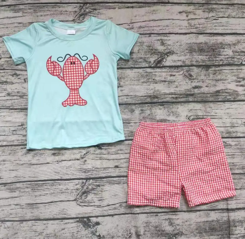 Summer new products for boys and babies hot sale lobster short-sleeved suit red plaid seersucker shorts ready to shipp
Summer new products for boys and babies hot sale lobster short-sleeved suit red plaid seersucker shorts ready to shipp