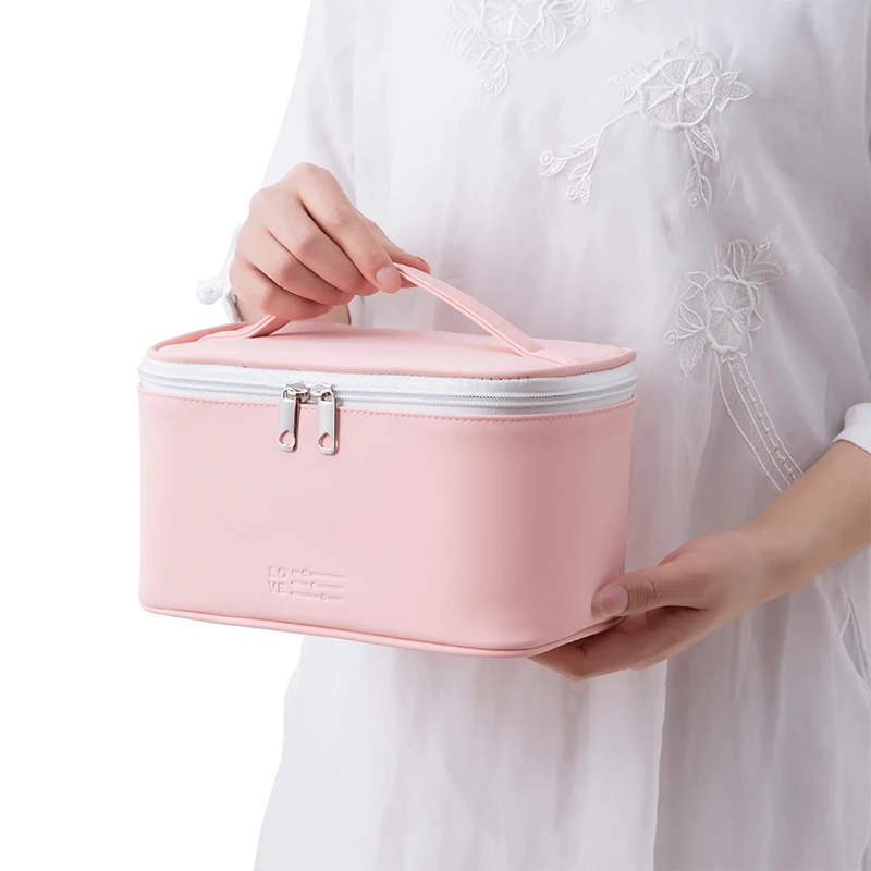 Women girls pink zipper cosmetic bag pu leather high capacity makeup box, Light blue, blue, pink, red, yellow
Women girls pink zipper cosmetic bag pu leather high capacity makeup box, Light blue, blue, pink, red, yellow