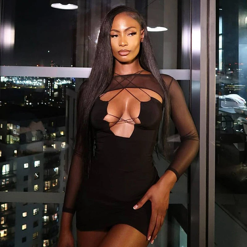 CUTENOVA M21DS648 Clothing Manufacturers Custom Mesh Long Sleeve Lace Up Mini Dresses Hot, Customized color
CUTENOVA M21DS648 Clothing Manufacturers Custom Mesh Long Sleeve Lace Up Mini Dresses Hot, Customized color