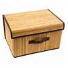Collapsible Fabric Covered Bamboo Lidded Storage Basket with Handle Online