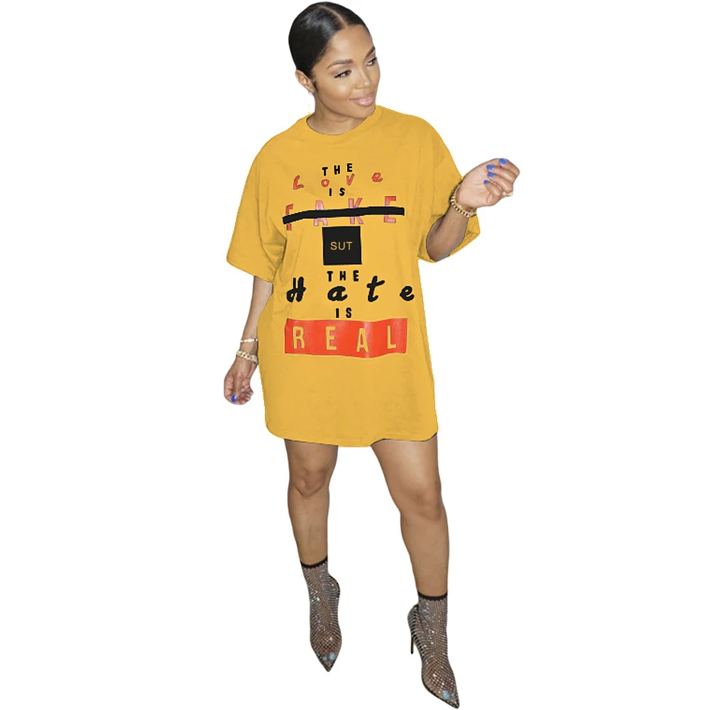Robe Pour Femme Summer Fashion Letter Print Short Sleeves Cute Ladies T Shirt Plus Size Women Mini Dresses Casual Dresses, Yellow,black
Robe Pour Femme Summer Fashion Letter Print Short Sleeves Cute Ladies T Shirt Plus Size Women Mini Dresses Casual Dresses, Yellow,black
