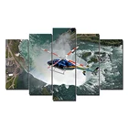 5 Pieces Living Room Decor Modern Helicopter Picture Wall Art HD Canvas Prints