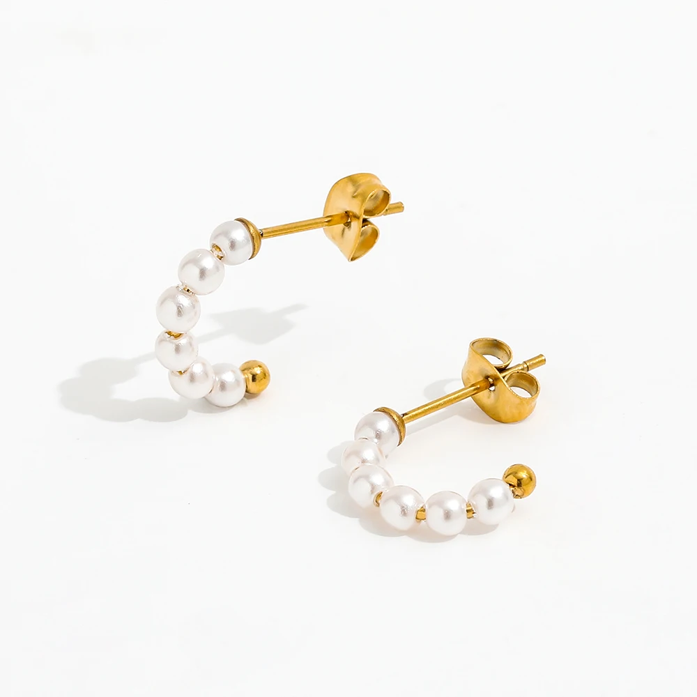 Joolim Jewelry Artificial Imitation Dainty Pearl C Hoop Earring 18k Gold Plated Stainless Steel Women Earring for Women
Joolim Jewelry Artificial Imitation Dainty Pearl C Hoop Earring 18k Gold Plated Stainless Steel Women Earring for Women