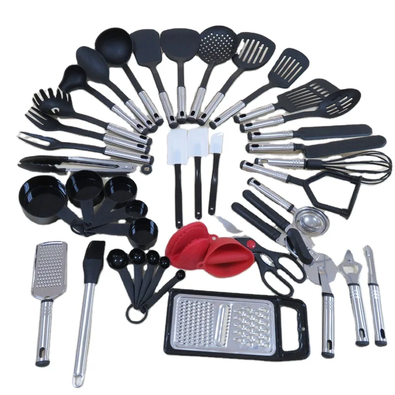BPA Free Reusable Nonstick Stainless Steel Nylon Kitchen Accessories 42pcs Kitchen Tools set, Black
BPA Free Reusable Nonstick Stainless Steel Nylon Kitchen Accessories 42pcs Kitchen Tools set, Black