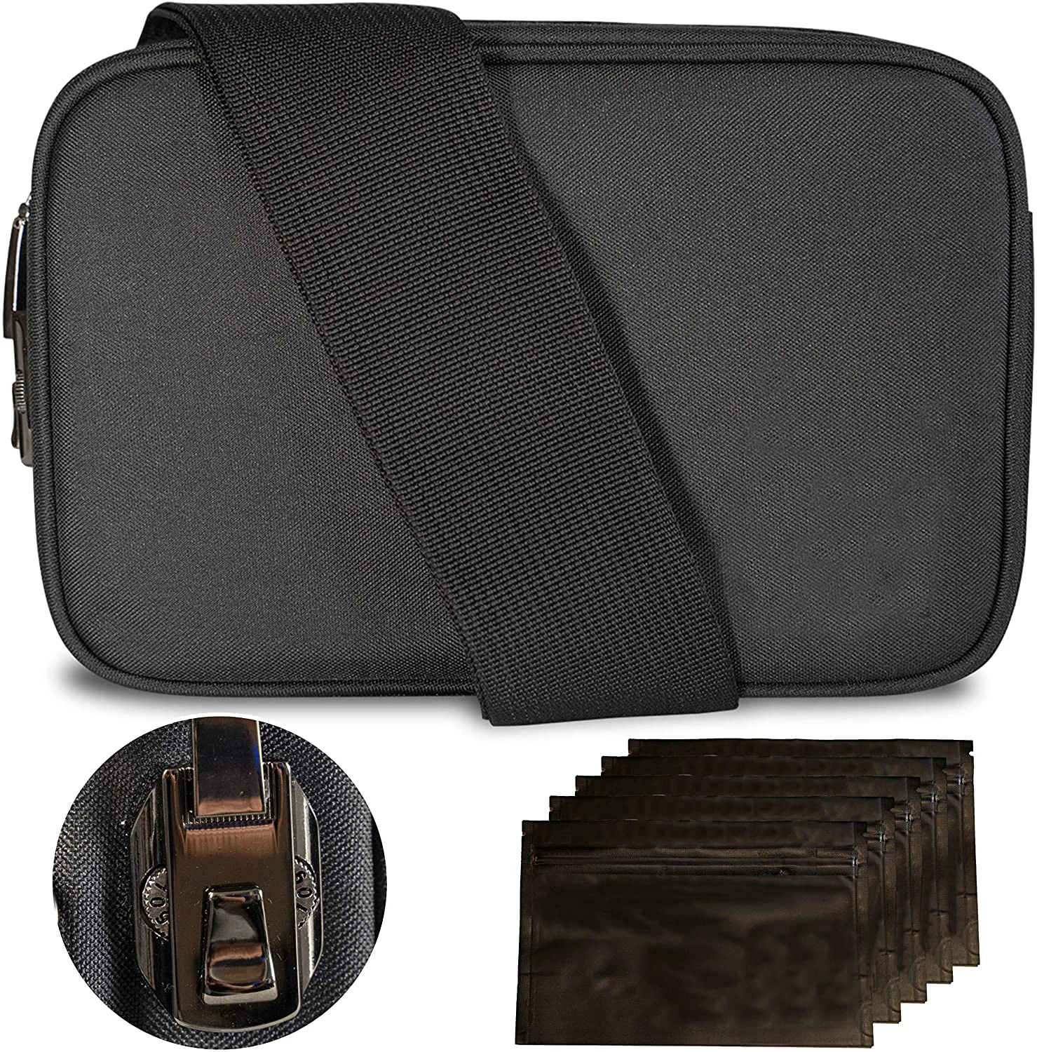 Smell Proof Bag With Shoulder Strap Secure Travel Pouch With Combination Lock Odor Proof Bags, Gray,black or customized
Smell Proof Bag With Shoulder Strap Secure Travel Pouch With Combination Lock Odor Proof Bags, Gray,black or customized