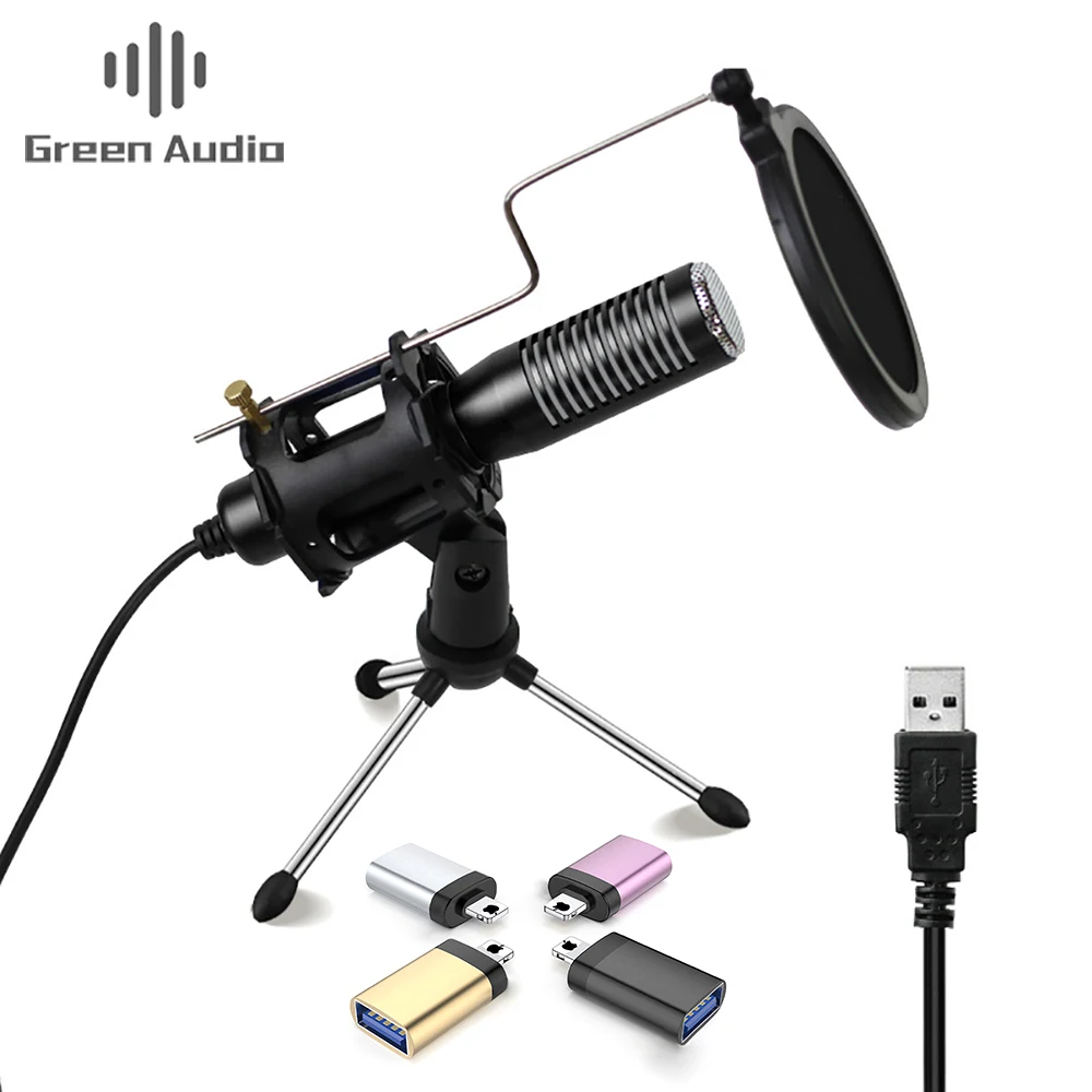 

GAM-U05 Professional condenser microphone recording studio USB microphone with OTG adapter tripod stand for phone computer