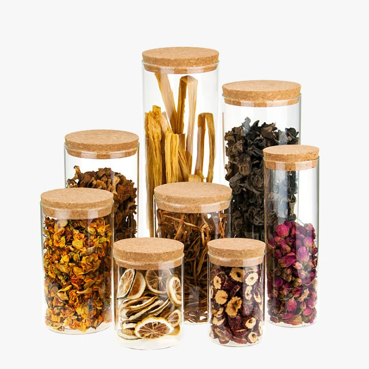 Clear Round Shape Glass Snack Sugar Tea Bottle Glass Food Storage Jar Set Kitchen Canister with Airtight Cork Lid
Clear Round Shape Glass Snack Sugar Tea Bottle Glass Food Storage Jar Set Kitchen Canister with Airtight Cork Lid