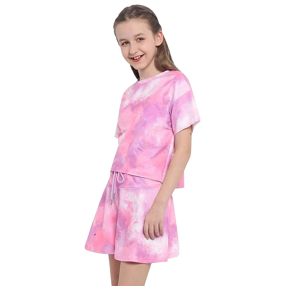 Wholesale girl clothes 6-12 years kids summer tie-dye t shirt shorts girls' clothing sets, Pink
Wholesale girl clothes 6-12 years kids summer tie-dye t shirt shorts girls' clothing sets, Pink