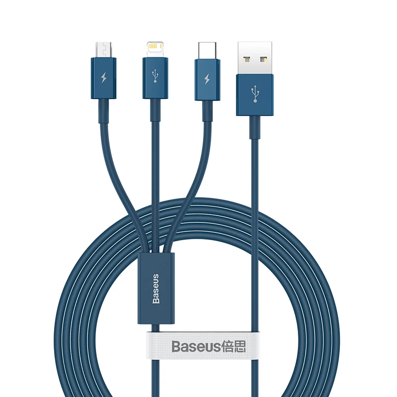 Baseus Superior Series Fast Charging USB to M+L+C 3.5A 1.5m 3 in 1 Data Cable
Baseus Superior Series Fast Charging USB to M+L+C 3.5A 1.5m 3 in 1 Data Cable