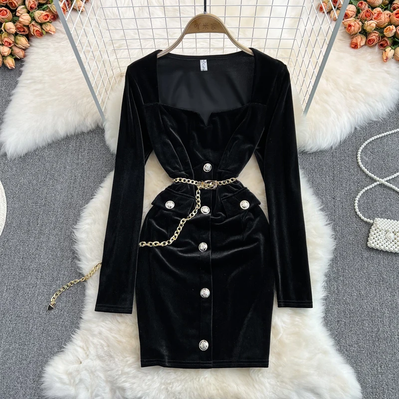2022 New Arrival High Quality Fall Winter Mini Dress Square Collar Black Elegant Velvet Long Blazer Office Formal Dress
2022 New Arrival High Quality Fall Winter Mini Dress Square Collar Black Elegant Velvet Long Blazer Office Formal Dress