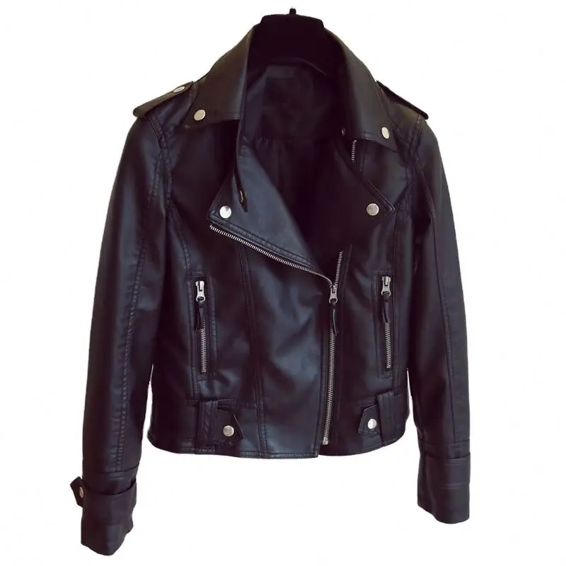 Spring Autumn PU Leather Jacket Women Faux Leather Coat Slim Black Rivet Zipper Motorcycle Pink Jackets wholesale
Spring Autumn PU Leather Jacket Women Faux Leather Coat Slim Black Rivet Zipper Motorcycle Pink Jackets wholesale