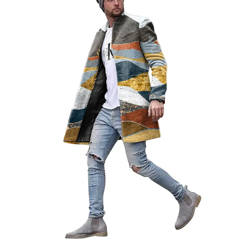 2021 winter explosions daily color matching lapels casual loose coat jacket men, Picture
2021 winter explosions daily color matching lapels casual loose coat jacket men, Picture