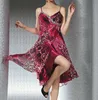 party event wear fashion split front chiffon sheer mini sexy spaghetti short design beautiful ladies leopard print silk dress