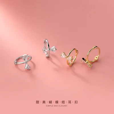 Sweet Women Jewelry Sterling Silver Crystal Butterfly Hoop Earrings 925 CZ Bow Knot Clip On Earrings For Girls Party
Sweet Women Jewelry Sterling Silver Crystal Butterfly Hoop Earrings 925 CZ Bow Knot Clip On Earrings For Girls Party